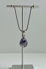 Teardrop Blue John Pendant in Silver | Derbyshire Spar Necklace