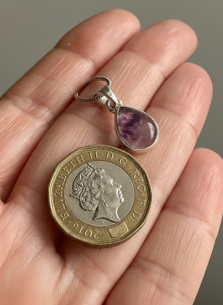 Teardrop Blue John Pendant in Silver | Derbyshire Spar Necklace
