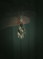 Moss Agate Teardrop Pendant 925 Sterling Silver Handmade UK