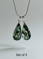 Moss Agate Pendant Set in Sterling Silver — Mother & Daughter Gift