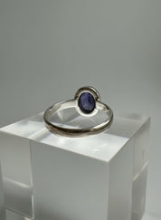 Iolite Cabochon Ring - 925 Sterling Silver Bezel, Violet Gemstone