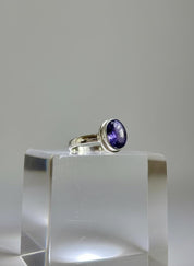 Iolite Cabochon Ring - 925 Sterling Silver Bezel, Violet Gemstone