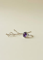 Iolite Cabochon Ring - 925 Sterling Silver Bezel, Violet Gemstone