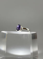 Iolite Cabochon Ring - 925 Sterling Silver Bezel, Violet Gemstone