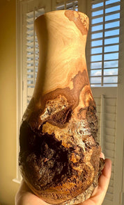Handmade Elm Burr/Burl, Wooden Vase Hand-Turned Solid Wood, Rustic Natural Decor