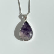 Teardrop Blue John Pendant in Silver | Derbyshire Fluorite Necklace