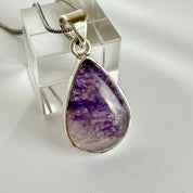 Teardrop Blue John Pendant in Silver | Derbyshire Fluorite Necklace