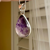 Teardrop Blue John Pendant in Silver | Derbyshire Fluorite Necklace