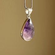 Teardrop Blue John Pendant in Silver | Derbyshire Fluorite Necklace