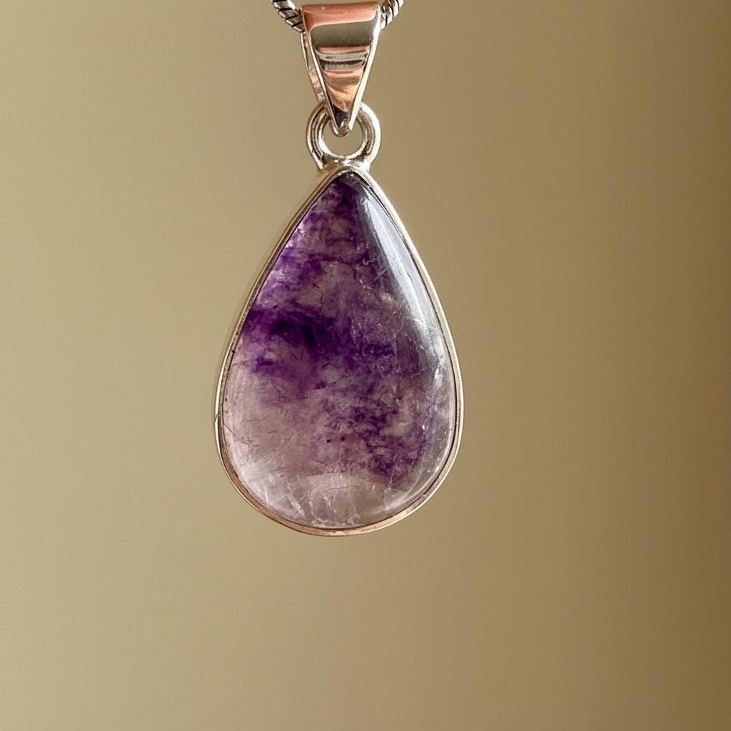 Teardrop Blue John Pendant in Silver | Derbyshire Fluorite Necklace