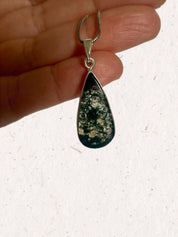 Moss Agate Teardrop Pendant 925 Sterling Silver Handmade UK