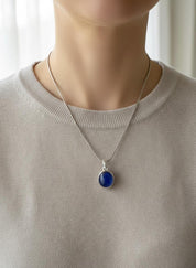 Iolite Sterling Silver Pendant Pleochroic Blue Oval 925