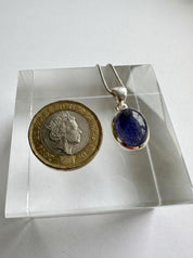 Iolite Sterling Silver Pendant Pleochroic Blue Oval 925