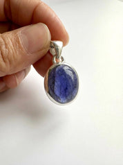 Iolite Sterling Silver Pendant Pleochroic Blue Oval 925