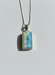 Faceted Blue Fire Moonstone Pendant: Sterling Silver, Handmade UK