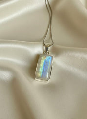 Faceted Blue Fire Moonstone Pendant: Sterling Silver, Handmade UK