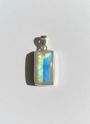 Faceted Blue Fire Moonstone Pendant: Sterling Silver, Handmade UK