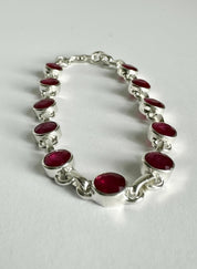 Ruby Sterling Silver Bracelet – 11 Gemstones, July Birthstone Gift