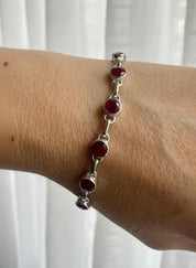 Ruby Sterling Silver Bracelet – 11 Gemstones, July Birthstone Gift