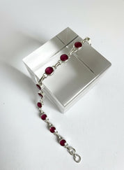 Ruby Sterling Silver Bracelet – 11 Gemstones, July Birthstone Gift
