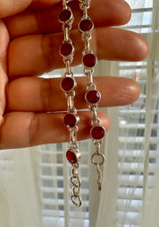 Ruby Sterling Silver Bracelet – 11 Gemstones, July Birthstone Gift