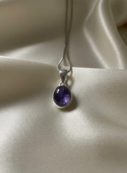 Iolite Sterling Silver Pendant Pleochroic Blue Oval 925 Handmade UK