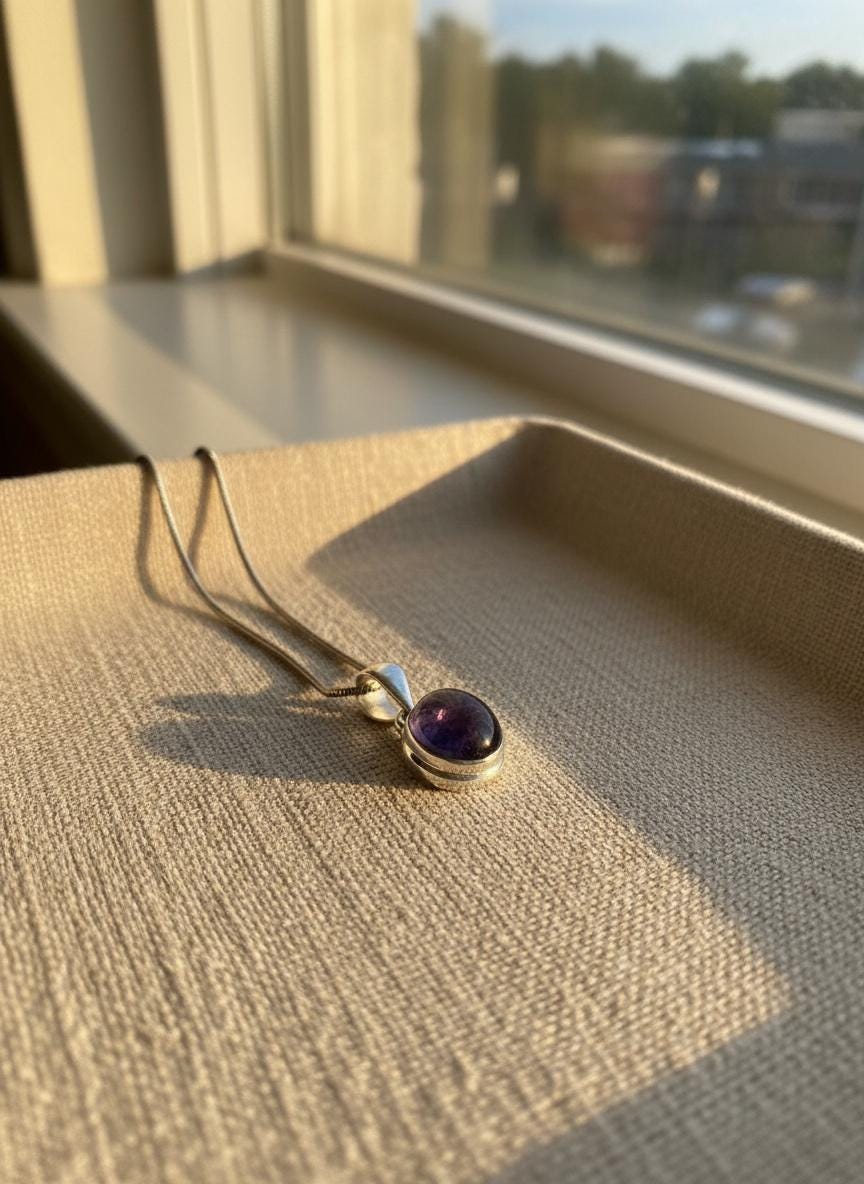 Iolite Sterling Silver Pendant Pleochroic Blue Oval 925 Handmade UK