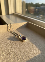 Iolite Sterling Silver Pendant Pleochroic Blue Oval 925 Handmade UK