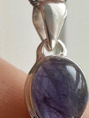 Iolite Sterling Silver Pendant Pleochroic Blue Oval 925 Handmade UK