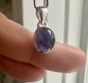 Iolite Sterling Silver Pendant Pleochroic Blue Oval 925 Handmade UK