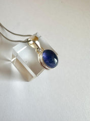 Iolite Sterling Silver Pendant Pleochroic Blue Oval 925 Handmade UK