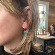Emerald Green Quartz Earrings Sterling Silver Dangle Drop