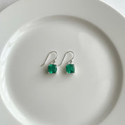 Emerald Green Quartz Earrings Sterling Silver Dangle Drop