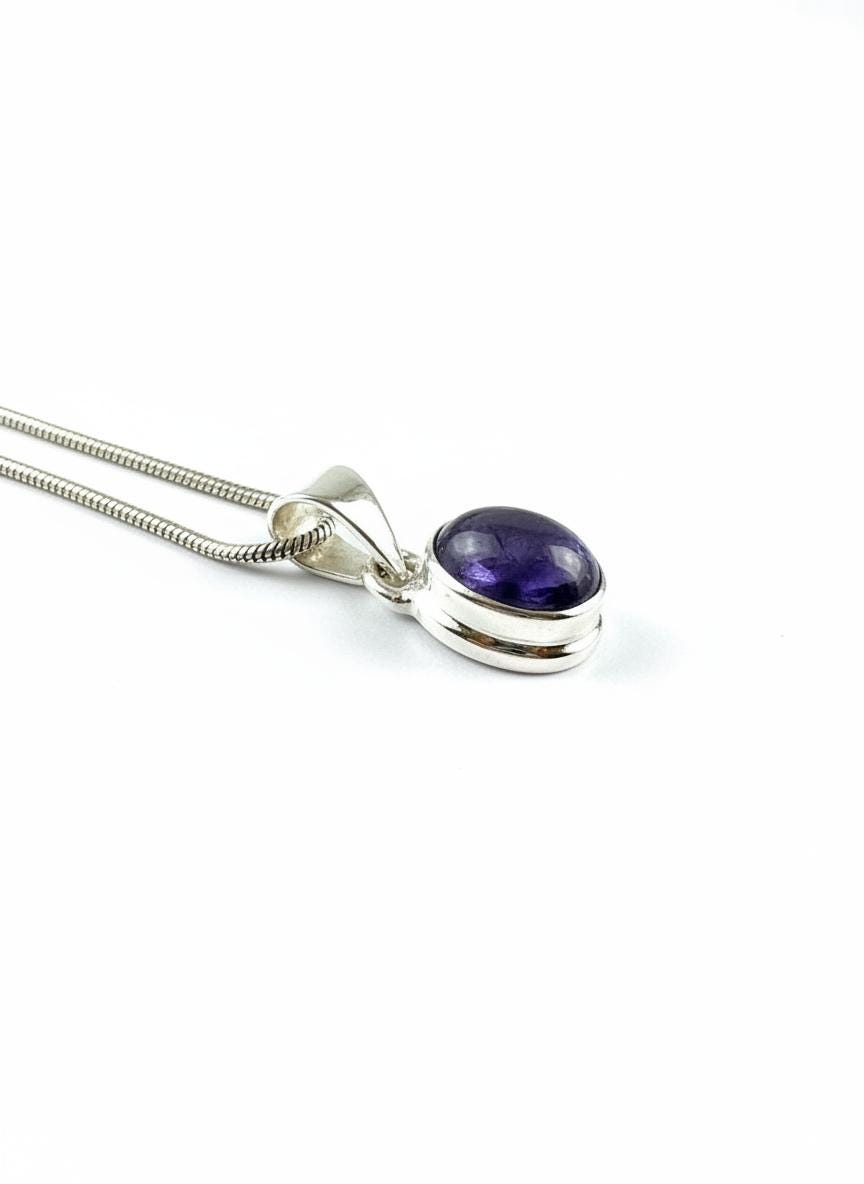 Iolite Sterling Silver Pendant Pleochroic Blue Oval 925 Handmade UK