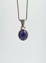 Iolite Sterling Silver Pendant Pleochroic Blue Oval 925 Handmade UK