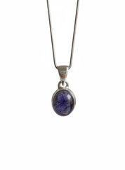 Iolite Sterling Silver Pendant Pleochroic Blue Oval 925 Handmade UK