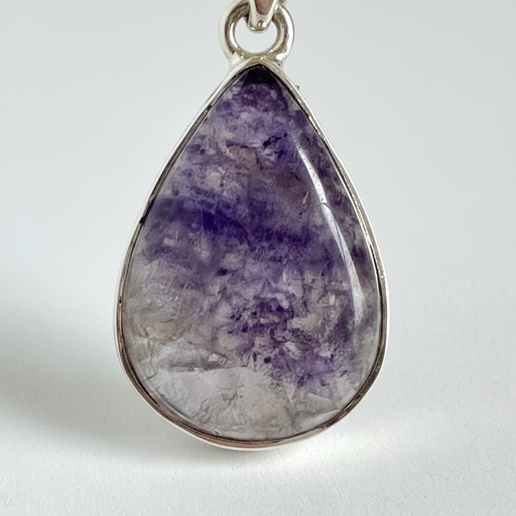 Teardrop Blue John Pendant in Silver | Derbyshire Fluorite Necklace