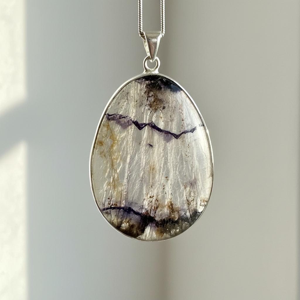 Large Statement Genuine Blue John (Derbyshire Spar) Pendant