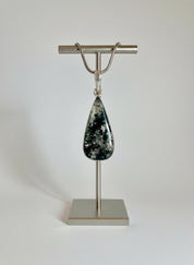 Moss Agate Teardrop Pendant 925 Sterling Silver