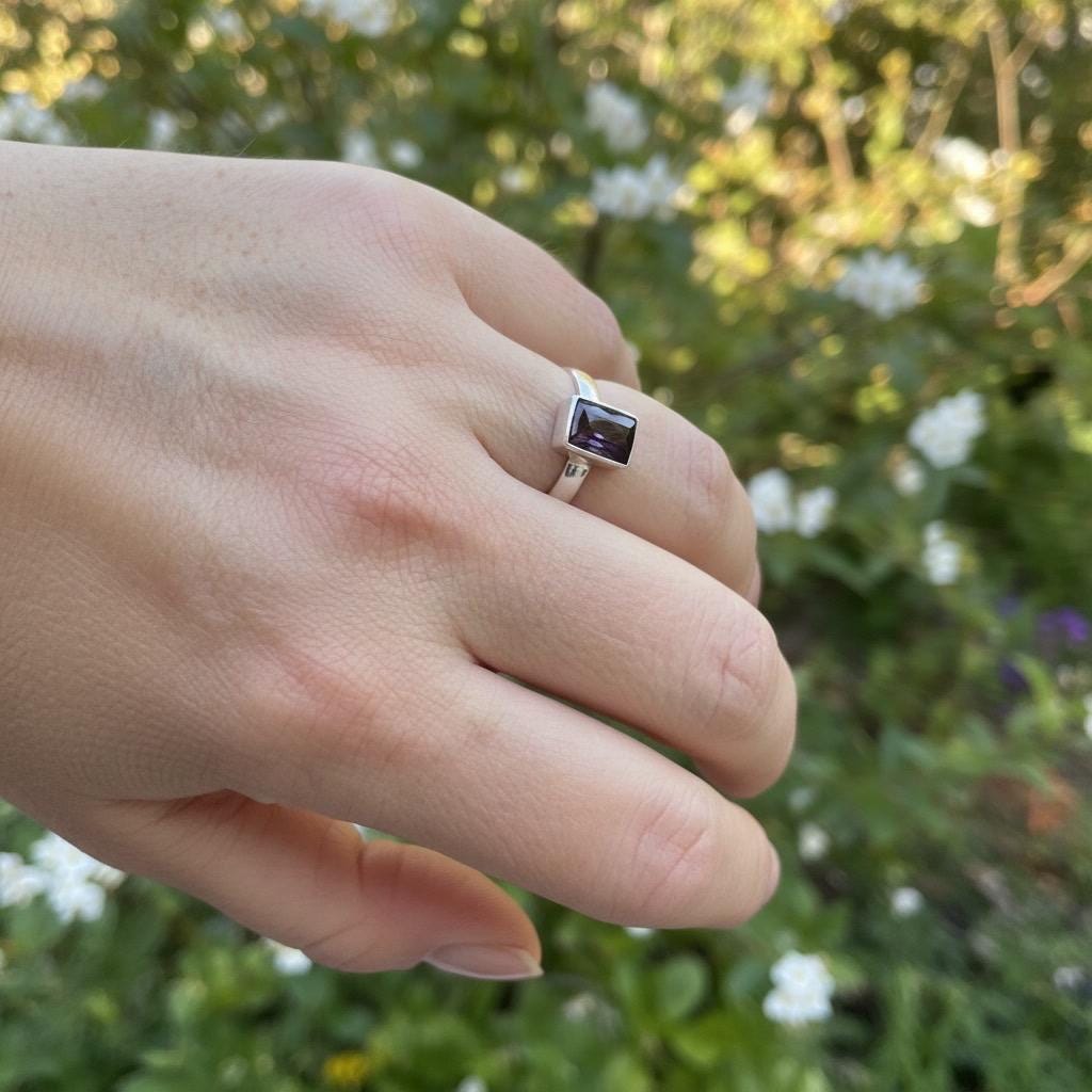 Iolite Sterling Silver Ring UK Size N 1/2 Blue Gemstone Gift