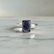 Iolite Sterling Silver Ring UK Size N 1/2 Blue Gemstone Gift