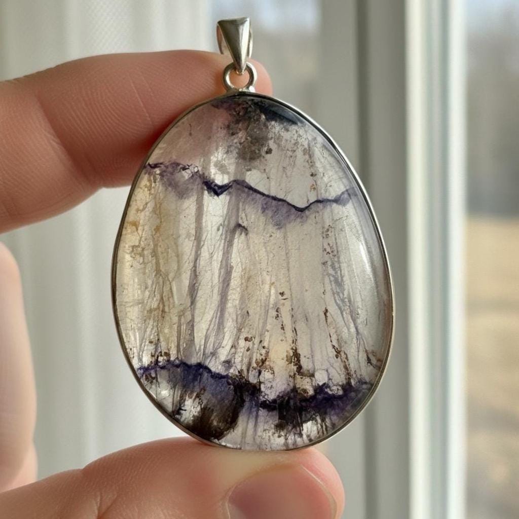 Large Statement Genuine Blue John (Derbyshire Spar) Pendant
