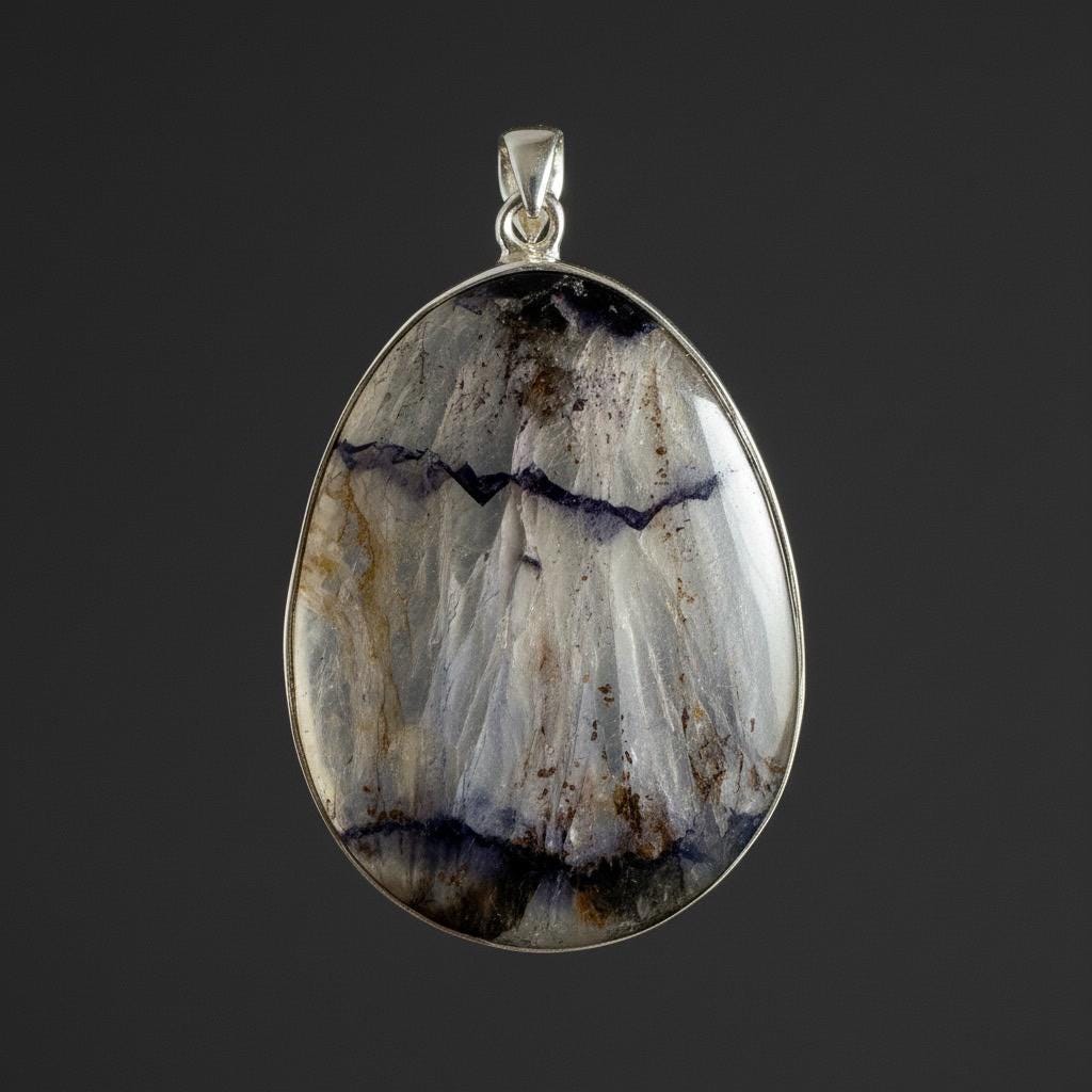 Large Statement Genuine Blue John (Derbyshire Spar) Pendant