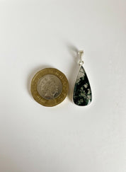 Moss Agate Teardrop Pendant 925 Sterling Silver