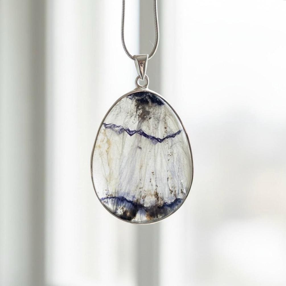 Large Statement Genuine Blue John (Derbyshire Spar) Pendant
