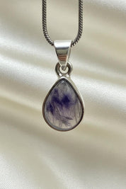 Teardrop Blue John Pendant in Silver | Derbyshire Spar Necklace