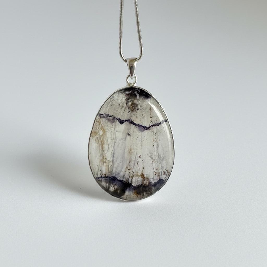 Large Statement Genuine Blue John (Derbyshire Spar) Pendant