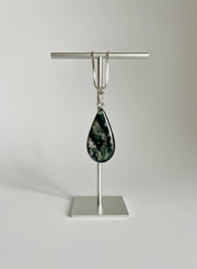 Moss Agate Teardrop Pendant 925 Sterling Silver Handmade UK