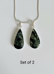 Moss Agate Pendant Set in Sterling Silver — Mother & Daughter Gift