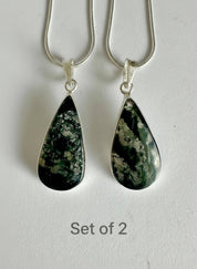 Moss Agate Pendant Set in Sterling Silver — Mother & Daughter Gift